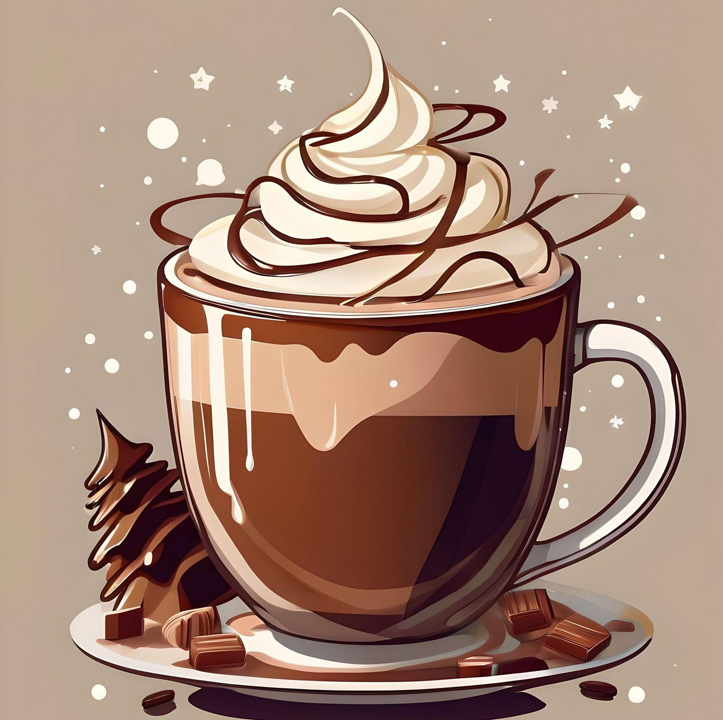 Kakao Tasse, heiße Schokolade, KI